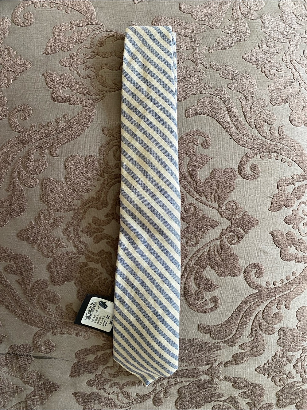 Club Monaco Diagonal Stripe Tie in Light Blue and Cream